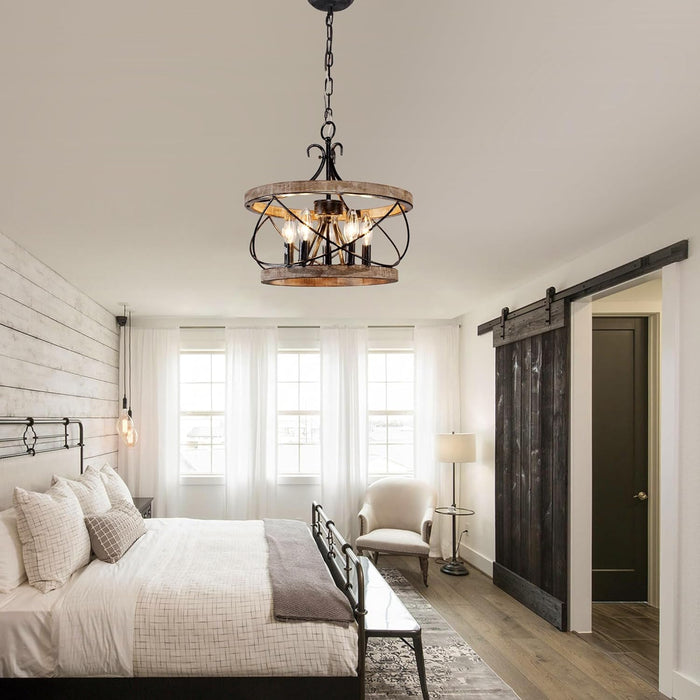 15.7 Inches Farmhouse Chandelier Five Light Dining