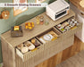 Large Buffet Cabinet with Storage & Drawers, Sideboard Cabinet with 2 Adjustable Shelves & 4 Doors, Coffee Bar Station, Kitchen Storage Cabinets, Natural