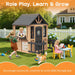 Kids Outdoor Wooden Playhouse with Kitchen Set, Durable Wood Construction with Waterproof Roof & Rust-Resistant Hinges, Pretend Playhouse for 3–8 Years Old Boys & Girls