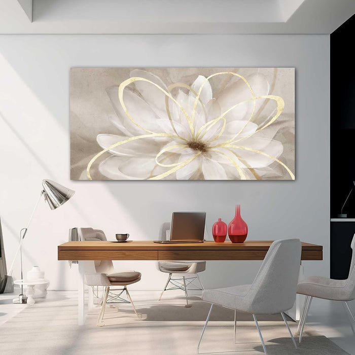 Flower Pictures Wall Decor Oil Painting 24X48 Inches Abstract Artwork for Bedroom Living Room Home Office Wall Decorations, Gold