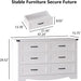 6-Drawer Dresser for Bedroom – 47" Wide Modern Wooden Chest with Natural Wood Texture, TV Stand & Storage, Metal Corner Brackets, Wood Drawer Organizer for Living Room, Hallway