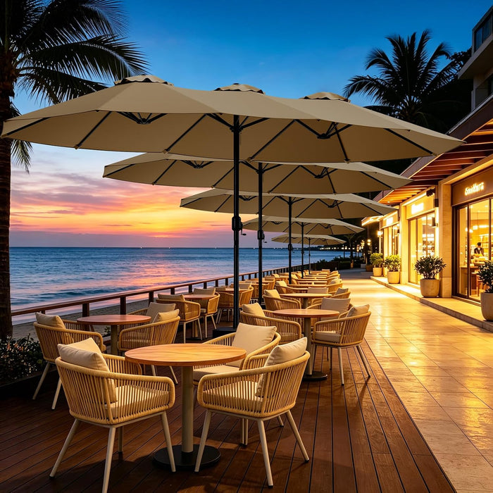 15FT Double-Sided Patio Umbrella with Base Included