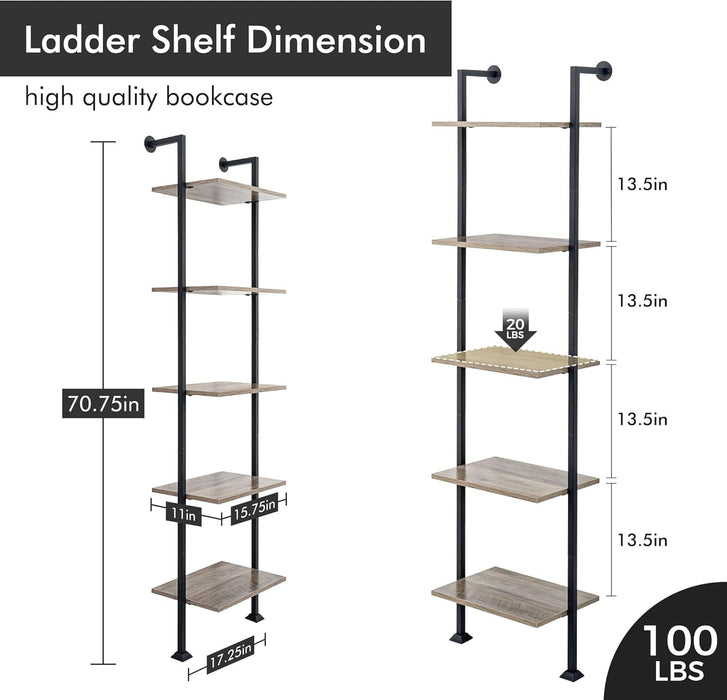 Tall Narrow Ladder Shelf Black Powdercoated Framework