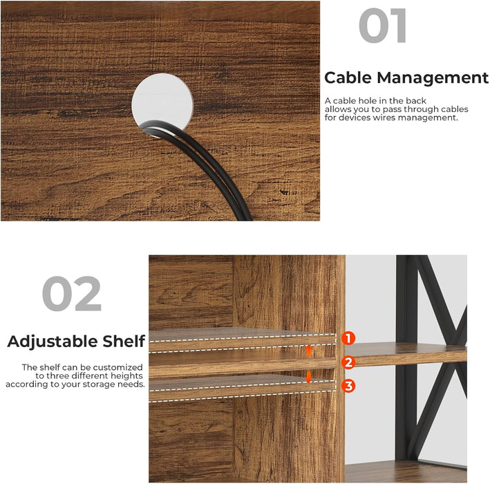 TV Stand for TV up to 65 Inches, Entertainment Center with 6 Storage Cabinet for Living Room, 55 Inch Farmhouse Television Stands Console Table, TV Stands for Living Room, Walnut