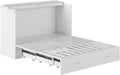 , Southampton Murphy Bed Chest Queen with 6" Mattress, Storage Drawer & Built-In USB Charger, White