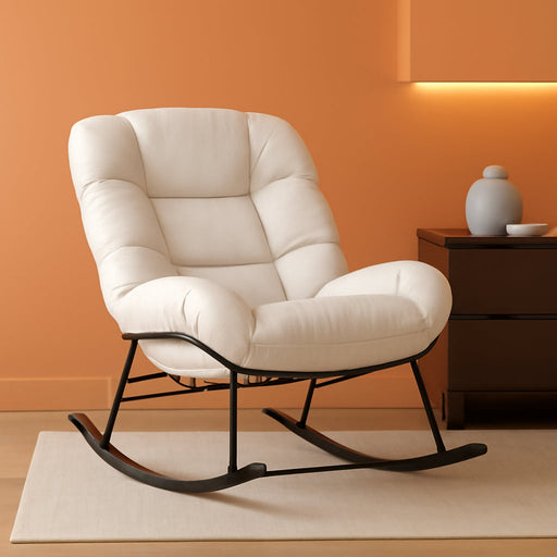 Outdoor Rocking Chair with Extendable Footrest, Removable Cushion