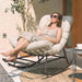Outdoor Rocking Chair with Extendable Footrest, Removable Cushion