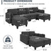 Modular Sectional Sofa, Convertible U Shaped Sofa Couch with High Density Memory Foam, 6 Seat Comfy Modular Sofa Couch for Living Room, Modern U Shaped Sectional Sofa, Dimgrey