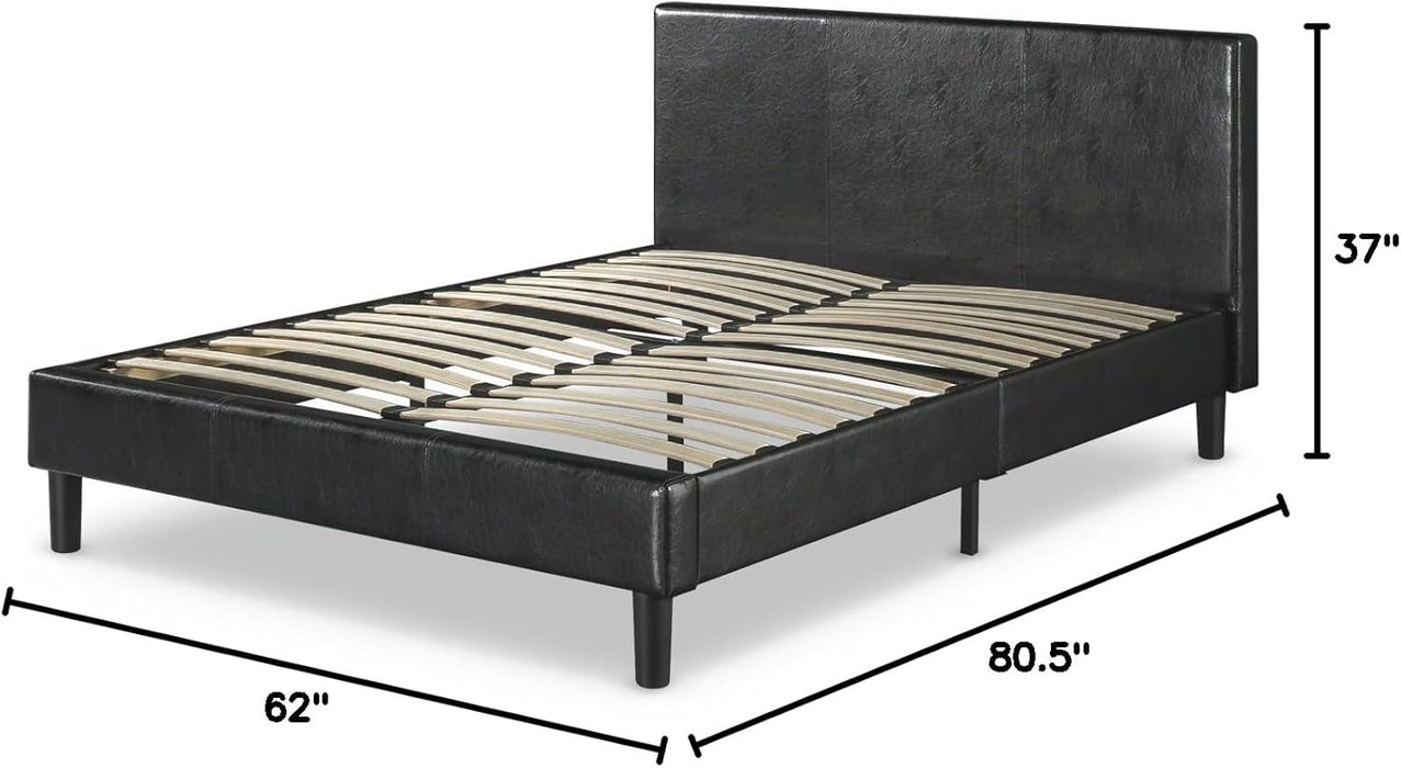 Jade Faux Leather Upholstered Platform Bed Frame, Mattress Foundation with Wood Slat Support, No Box Spring Needed, Easy Assembly, Queen