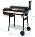 Charcoal Grill Offset Smoker, Charcoal Barbecue Grills with Spacious Cooking Area, Barrel BBQ Grill and Smokers Combo for Outdoor Balcony Picnics Party Camping