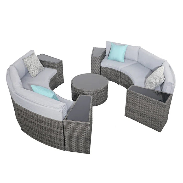 Wicker 6 - Person Modular Patio Conversation Sets with Cushions