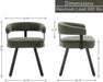 Modern Green Leather Dining Chairs Set of 2 Upholstered Barrel Dining Room Chairs Comfy Kitchen Chairs Armless Side Chair with Curved Open Back for Living Room/Restaurant,Pu