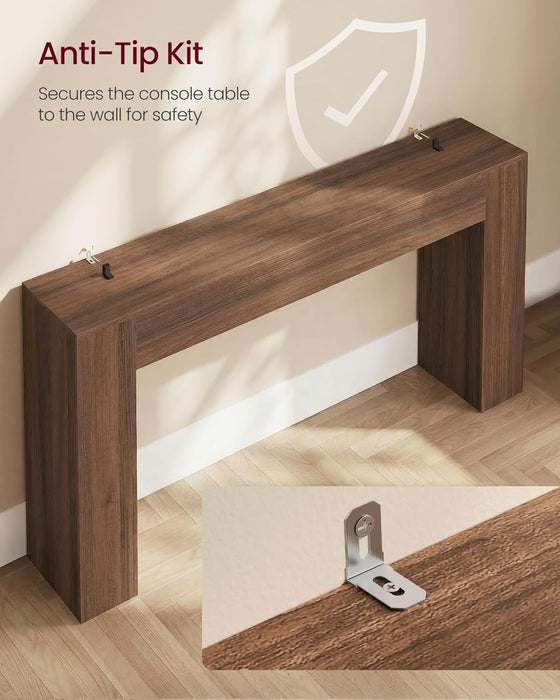 Entryway Table, Long Console Table, Thick Tabletop, Farmhouse Style, for Hallway, behind the Couch, Living Room, Foyer, Easy Assembly, 11.8 X 63 X 31.5 Inches, Chestnut Brown ULNT147KX01S