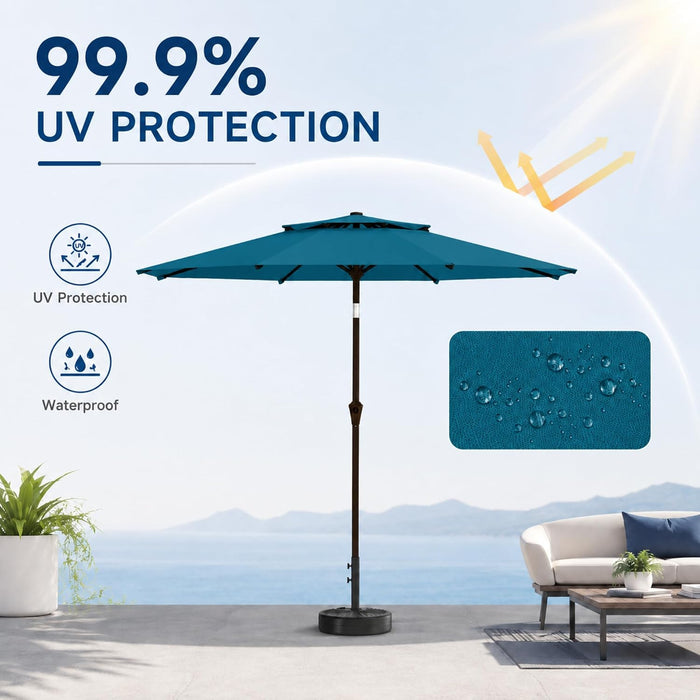 11FT Patio Umbrella, 2 Tier Outdoor Table Umbrella, Large Vented Market Umbrellas with Crank Lift, 8 Sturdy Ribs for Backyard, Deck, Pool, UPF50+ UV Protection