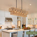 Six Light Boho Rattan Rectangular Pendant Chandelier