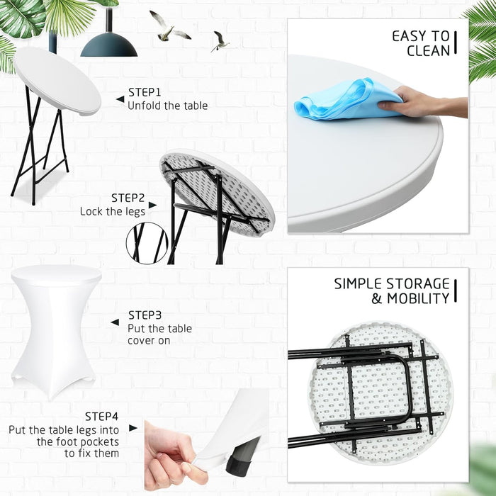 32Inch White HighTop Collapsible Cocktail Table Set