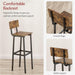 Set of 2 Bar Stools, Tall Bar Stools with Backrest and Footrest, Tall Bar Chairs, Industrial Style Counter Height Bar Stools for Dining Room, Kitchen, Bar Rustic Brown