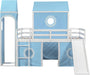 Twin Loft Bed With MultiSlide Playhouse AzureOceanBlue