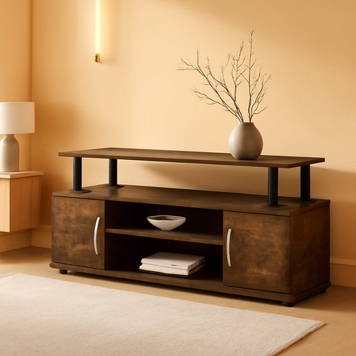 Jaya Entertainment Center Stand Unit/Tv Desk for up to 55 Inch, Amber Pine/Black