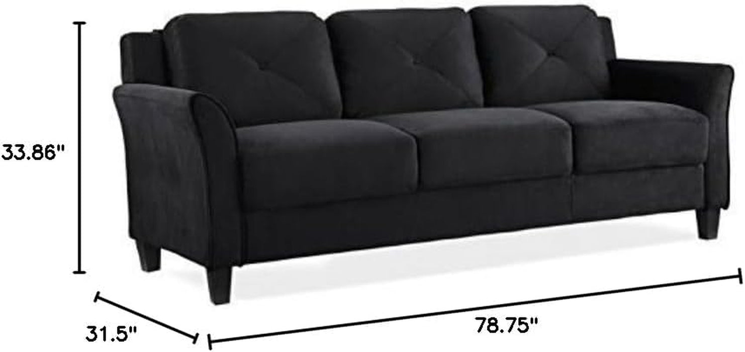 2 Piece Living Room Sofa and Loveseat Set in Black