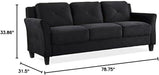2 Piece Living Room Sofa and Loveseat Set in Black