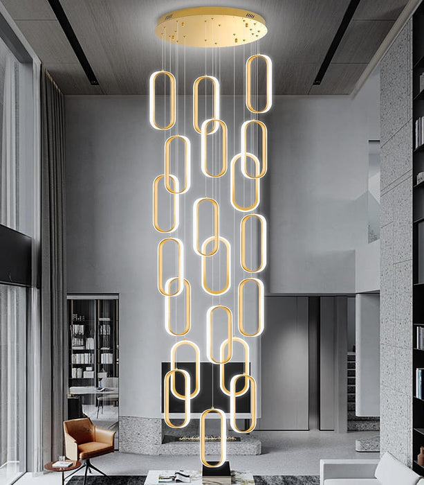 20 Ring Modern Chandelier Glam Chandelier LED Dimmable for Staircase Enterway Ceiling Chandeliers for Villa Foyer Living Room Gold