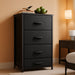 Black TexturedFabric Dresser With Four Deep Drawers
