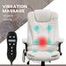 6 Point Vibrating Massage Office Chair with Heat, Velvet High Back Executive Office Chair with Reclining Backrest, Padded Armrests and Remote, Cream White