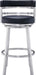 Madrid 30" Seat Height Swivel Modern Black Faux Leather and Brushed Stainless Steel Bar Stool for Kitchen Island Counter