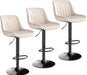 Adjustable Faux Leather Bar Stools Set of 3, Beige | Swivel, Counter Height, Back & Footrest, Armless, PU, Modern, Kitchen Island Stool, Upholstered Dining Room Chair