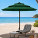 10Ft Patio Umbrella, 3-Tier Vented Outdoor Table Umbrella with 8 Sturdy Fiberglass Ribs, Windproof Market Umbrella with Push Button Tilt and Crank, UV Protection for Deck, Pool, Forest Green