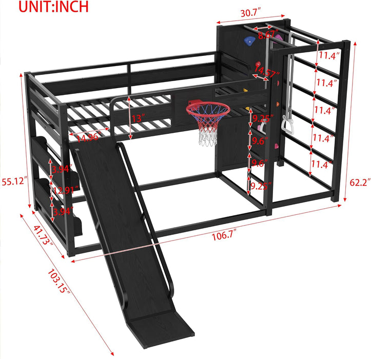 Twin Size PowderCoated Black IndustrialGrade Bunk Bed