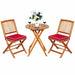 3 Pieces Patio Folding Bistro Set with Padded Cushion and round Coffee Table