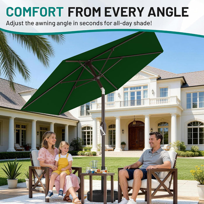 7.5FT Patio Umbrella Table Market Umbrella W/Tilt and Crank, Heavy-Duty Outdoor Umbrellas for Pool, Deck, Garden and Backyard, Dark Green