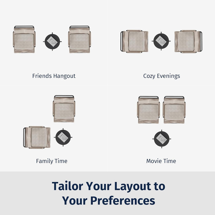 3-Piece Patio Furniture Set, Outdoor Bistro Set with PE Rattan Wicker Wide Chairs, Soft Pads & Coffee Table, Modern All-Weather Wicker Patio Set for Garden and Porch, Creamy Apricot