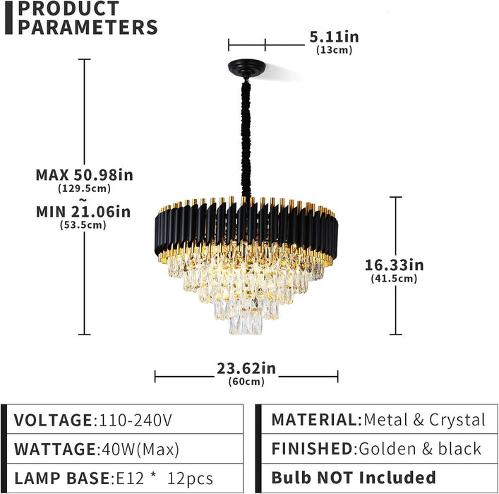 Gold K9 Crystal Chandelier 24 Inch PendantLighting