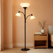 Sky Dome Double LED Floor Lamp, Torchiere Super Bright Floor Lamp with 2 Reading Lamps for Living Rooms & Offices - Dimmable Tall Standing Lamp for Bedroom Reading - Tall Black Pole