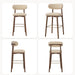 Counter Height Bar Stools, Solid Wood Barstools,30.5" Set of 3 | Curved Back & Metal Footrest,Premium Fabric Upholstered Mid Century Modern Bar-Chairs for Kitchen Island, Oatmeal