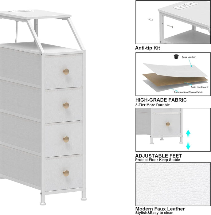 UltraSlimVertical Dresser With USB Charging Station White UltraSlimVertical Dresser With USB Charging Station White