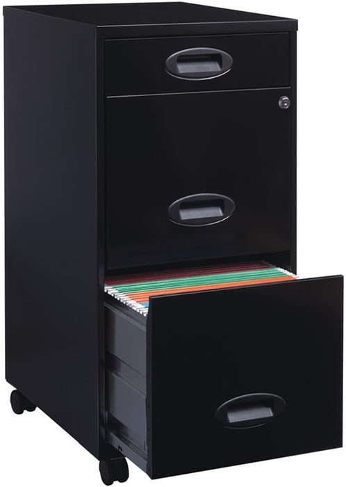3 Drawers 29.52" Vertical Black Metal Filing Cabinet Lockable Pre-Assembled Movable Letter Size for Home, Office