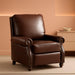 Pushback Recliner Chair with Massage and Heat, Breathable Leather Recliner Chair with Overstuffed Backrest, Recliner with Rivet Decoration, Single Sofa Accent Chair for Living Room, Brown