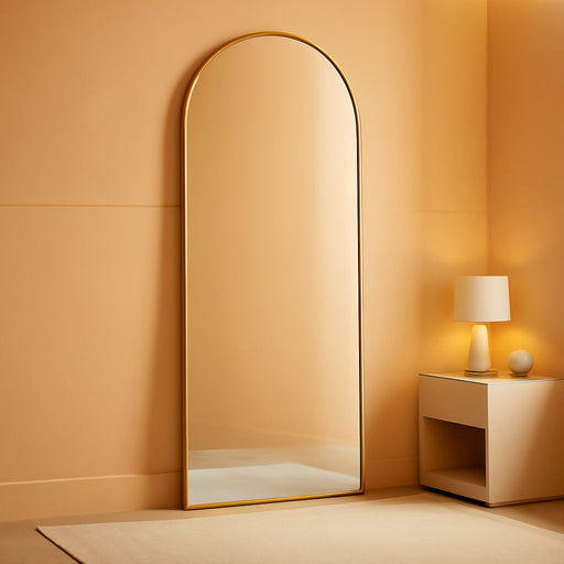 Mirror Full Length, 71 X 26 Inches Floor Mirror with Stand, Xx-Large Arch Gold Mirrors for Bedroom, Dressing Room, Home Decor, Gold