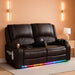 Upgraded Power Loveseat Reclining Couch, Reclining Loveseat Sofa RV Couch with Removable Armrest and Remote Control, Velvet Wall Hugger Home Theater Seating with 2-Tier Cushions, Storage (Pu,Brown)