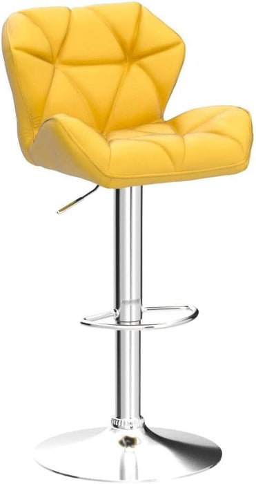 Breni Velvet Diamond Tufted Swivel Adjustable Height Barstools, Set of 2, Yellow