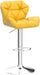 Breni Velvet Diamond Tufted Swivel Adjustable Height Barstools, Set of 2, Yellow