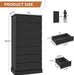 Black Tall Dresser for Bedroom with 8 Drawers, 59.6" Tall Dressers & Chests of Drawers, Modern Wood Closet Organizer and Storage Cabinet, Large Vertical Dresser for Bedroom, Closet, Hallway
