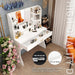 White Makeup Vanity Desk Featuring Illuminated Mirror