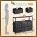 Dresser for Bedroom with 5 Drawers，Fabric Dresser with Charging Station,Chest of Drawer with Open Shelves, Storage Dresser for Living Room, Closet, Entryway, Charcoal Black Wood Grain Printt