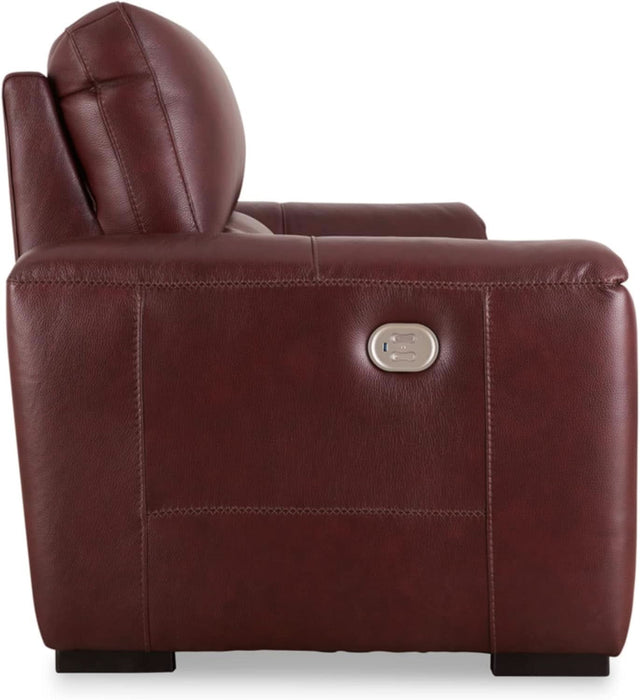 Alessandro Contemporary Leather Power Reclining Sofa with Adjustable Headrest, Red