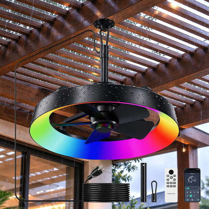 Indoor & Outdoor Ceiling Fans for Patios with Rgb Light,3-Way Installation